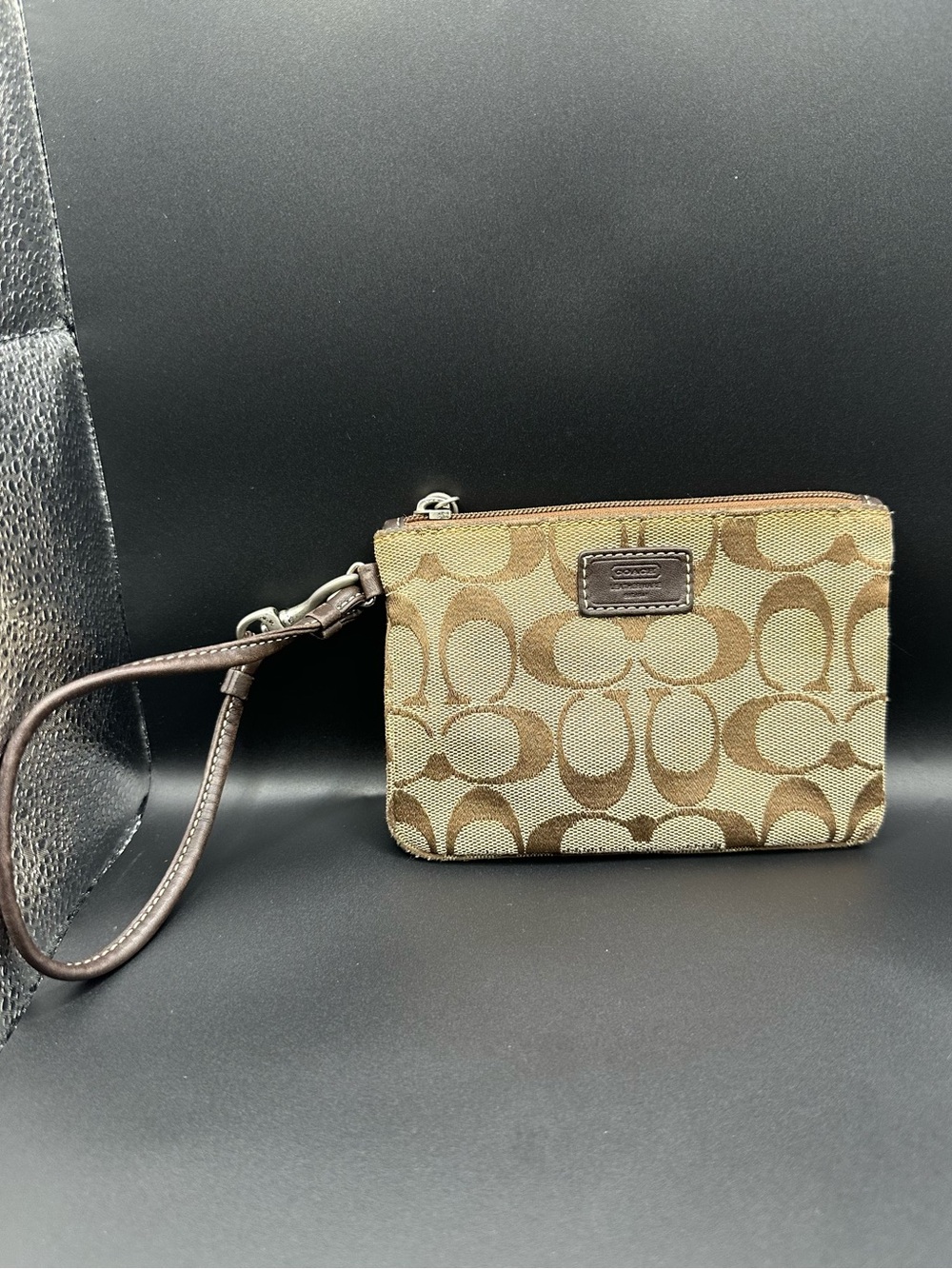 Coach Signature Canvas Brown Wristlet